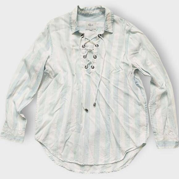 Rails Uli Tunic Lace Up Block Stripe Nautical Size Medium Lyocell Relaxed Fit - Picture 1 of 16
